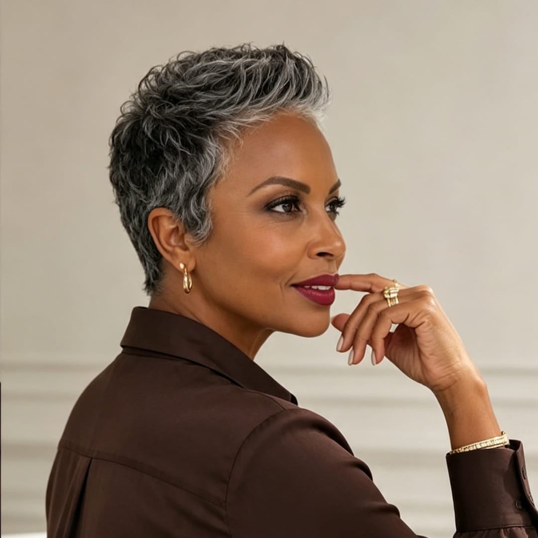 ailuxyhair-fr Identique à l'image Ailuxy Perruque courte pixie sel poivre gris naturel, cheveux humains adaptée aux femmes matures élégantes