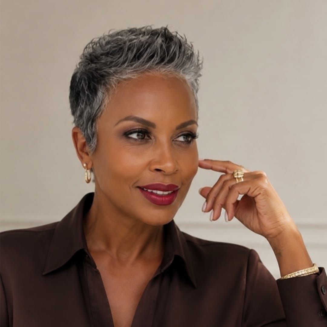 ailuxyhair-fr Identique à l'image Ailuxy Perruque courte pixie sel poivre gris naturel, cheveux humains adaptée aux femmes matures élégantes