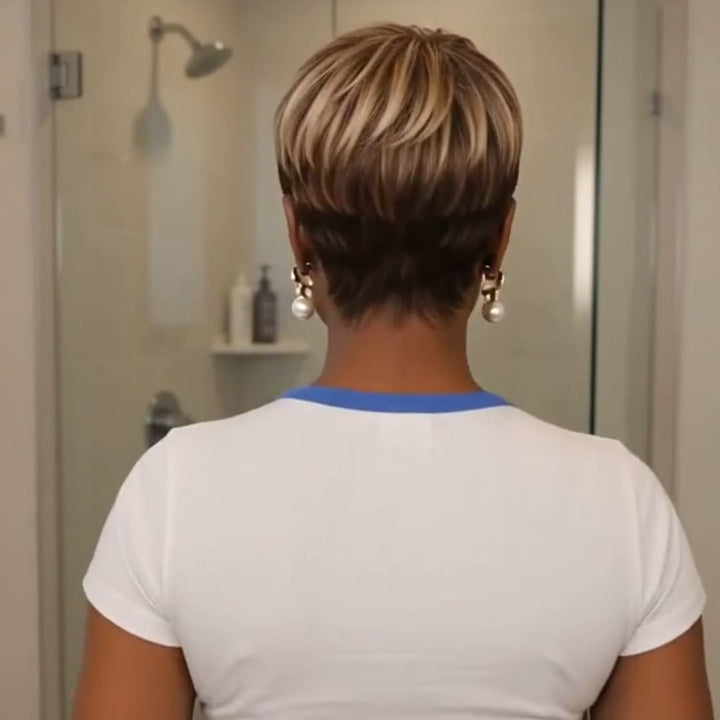 ailuxyhair-fr Identique à l'image AILUXY Perruque pixie blonde courte à coiffure facile, volume naturel