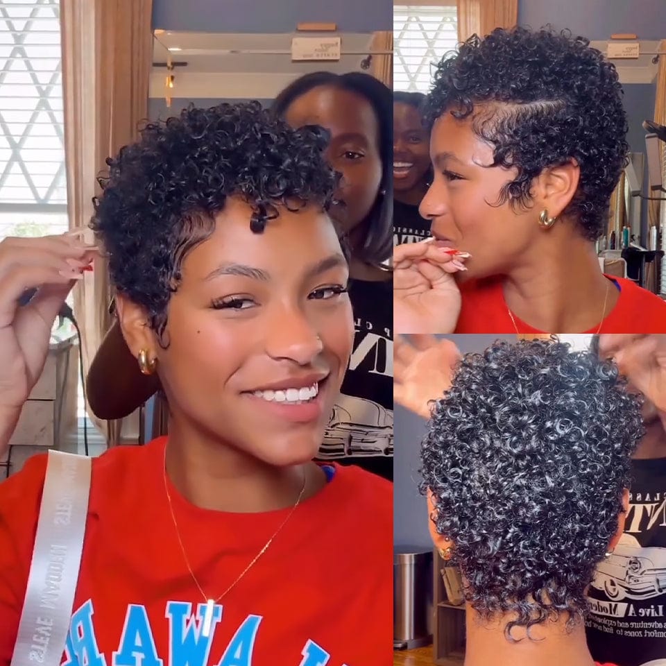 ailuxyhair-fr identique à l'image AILUXY perruque pixie lace 13x4 lowcut couleur naturelle super bouclée ondulée