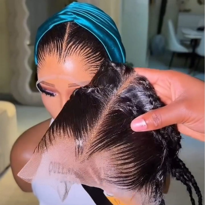 ailuxyhair-fr Identique à l'image AILUXY Perruque Tressée Complète Lace Front, Tresses Noires Bien Réalisées, 100% Cheveux Humains