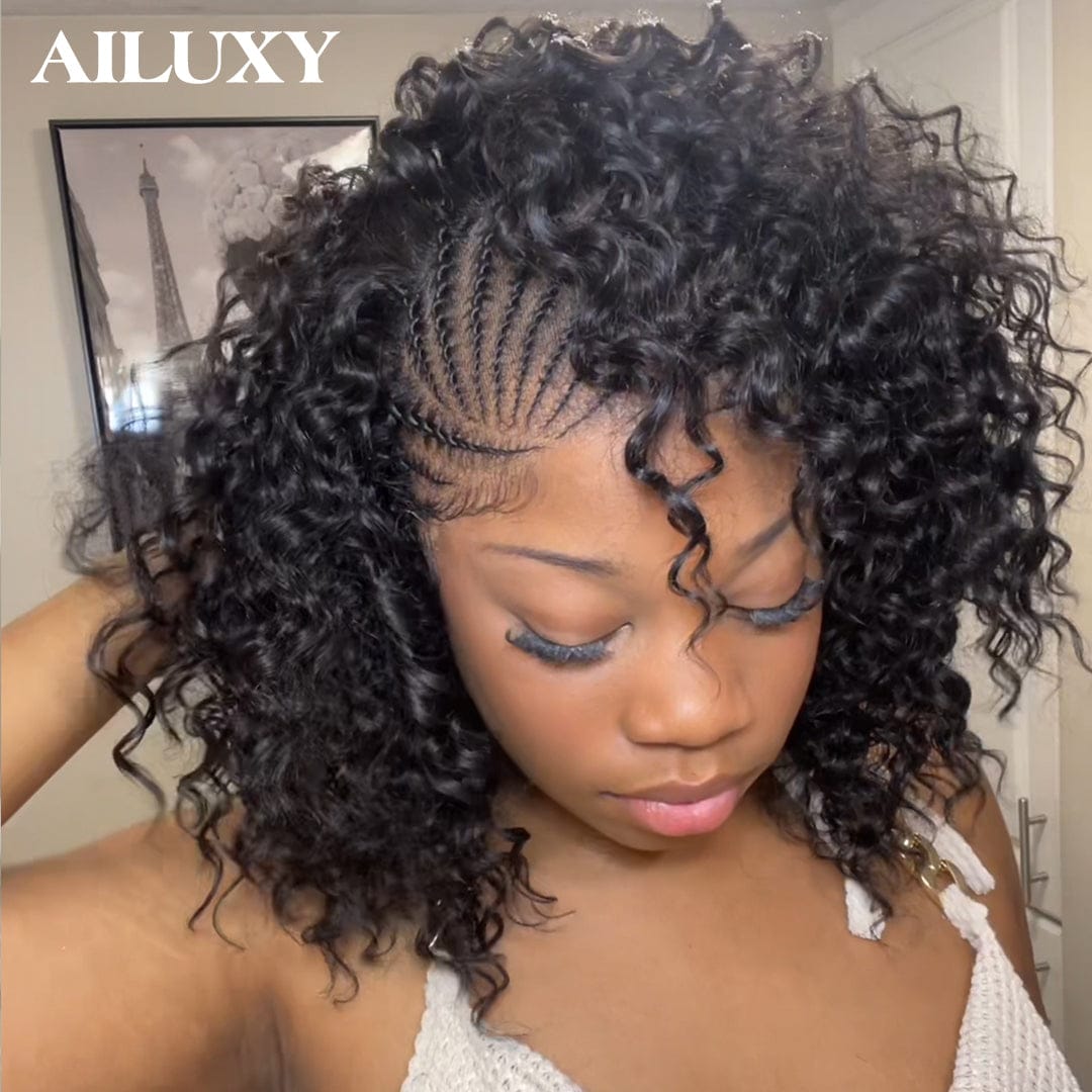 ailuxyhair-fr Identique à l'image AILUXY Perruque Tressée Curly 13x4 Lace Frontal - 100% Cheveux Humains