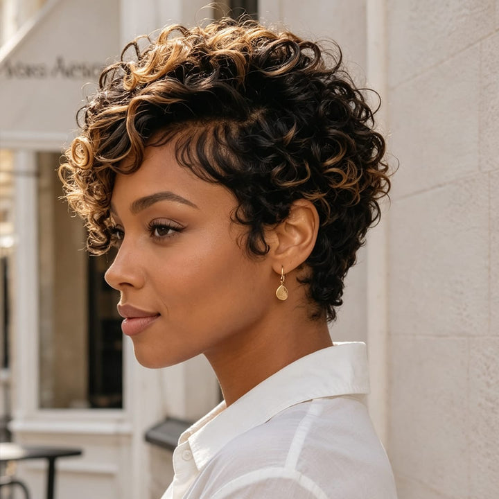 ailuxyhair-fr identique à l'image AILUXY Pixie Bob 4X4 lace Perruque 100% Cheveux Humains comme sur la vidéo 2 - 3 jours reçus+Un beau cadeau