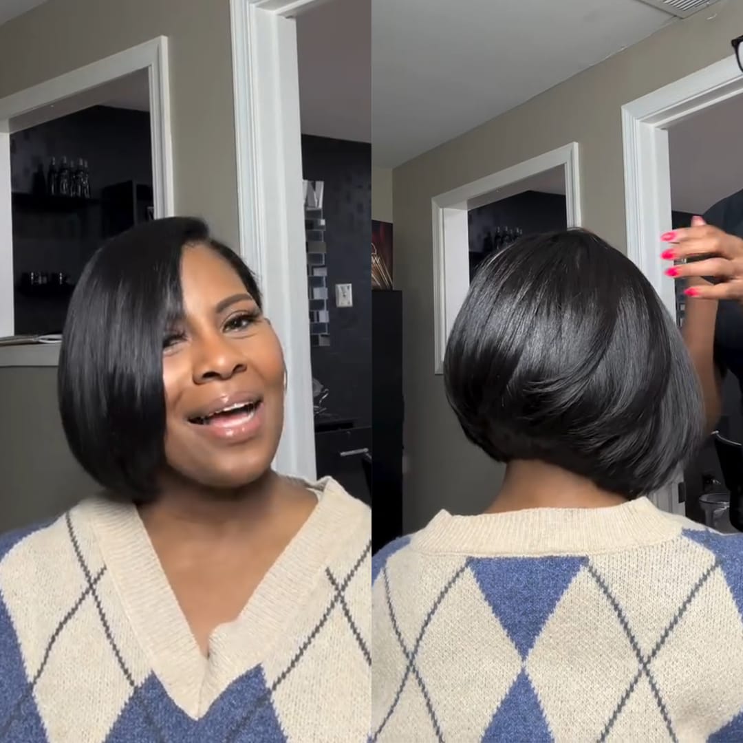 ailuxyhair-fr Identique à l'image de 8 pouces AILUXY Perruque bob noire ultra lisse, coupe élégante pour tous les jours