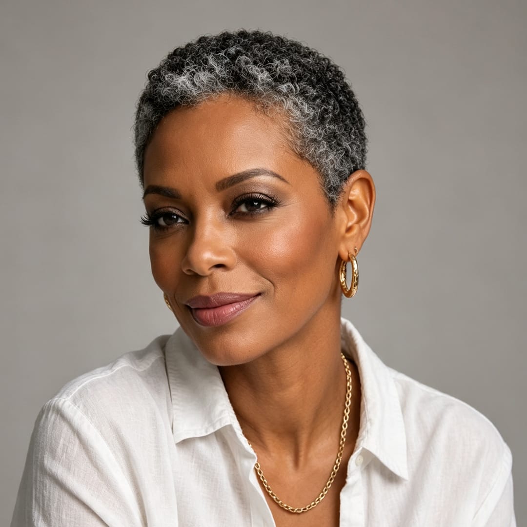 ailuxyhair-fr Identique à l'image Gris Naturel Ailuxy Perruque courte bouclette afro deux versions : sel et poivre gris naturel / noir uni, cheveux humains coupe pixie ultra confortable