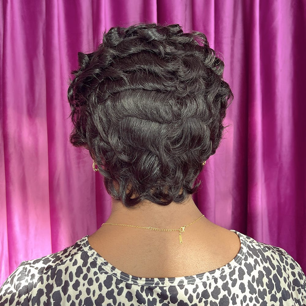 ailuxyhair-fr identique à l'image(Noir) AILUXY Courte 5x5 Lace frontal Noir Châtain Bob Perruque  comme sur la vidéo 2 - 3 jours reçus+Un beau cadeau (Copy)
