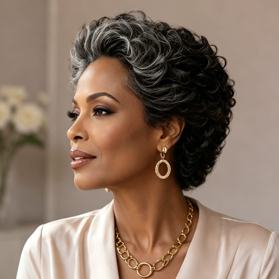 ailuxyhair-fr Identique à l'image Perruque bouclée grise lace frontal, style élégant pour femmes matures