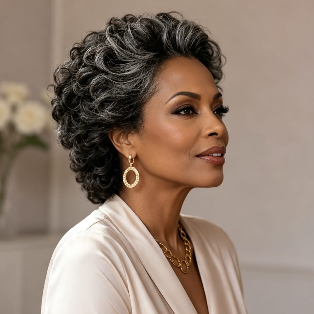 ailuxyhair-fr Identique à l'image Perruque bouclée grise lace frontal, style élégant pour femmes matures