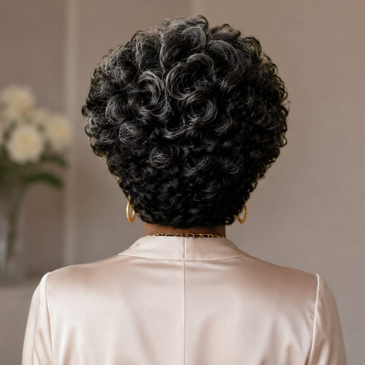 ailuxyhair-fr Identique à l'image Perruque bouclée grise lace frontal, style élégant pour femmes matures