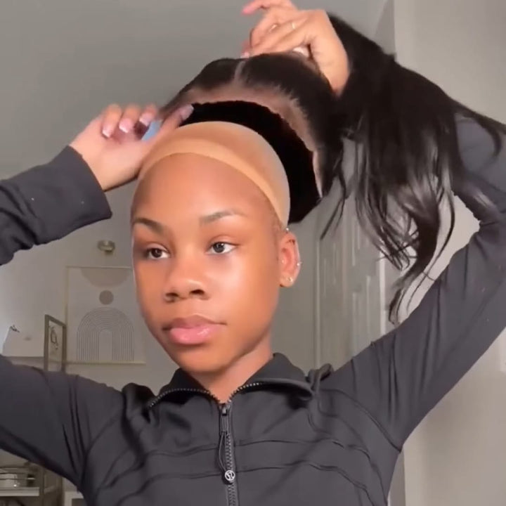 ailuxyhair-fr Identique à la photo 14pouces AILUXY  Perruque lace cheveux humains queue‑de‑cheval haute, bébé hair naturel, look lisse brillant