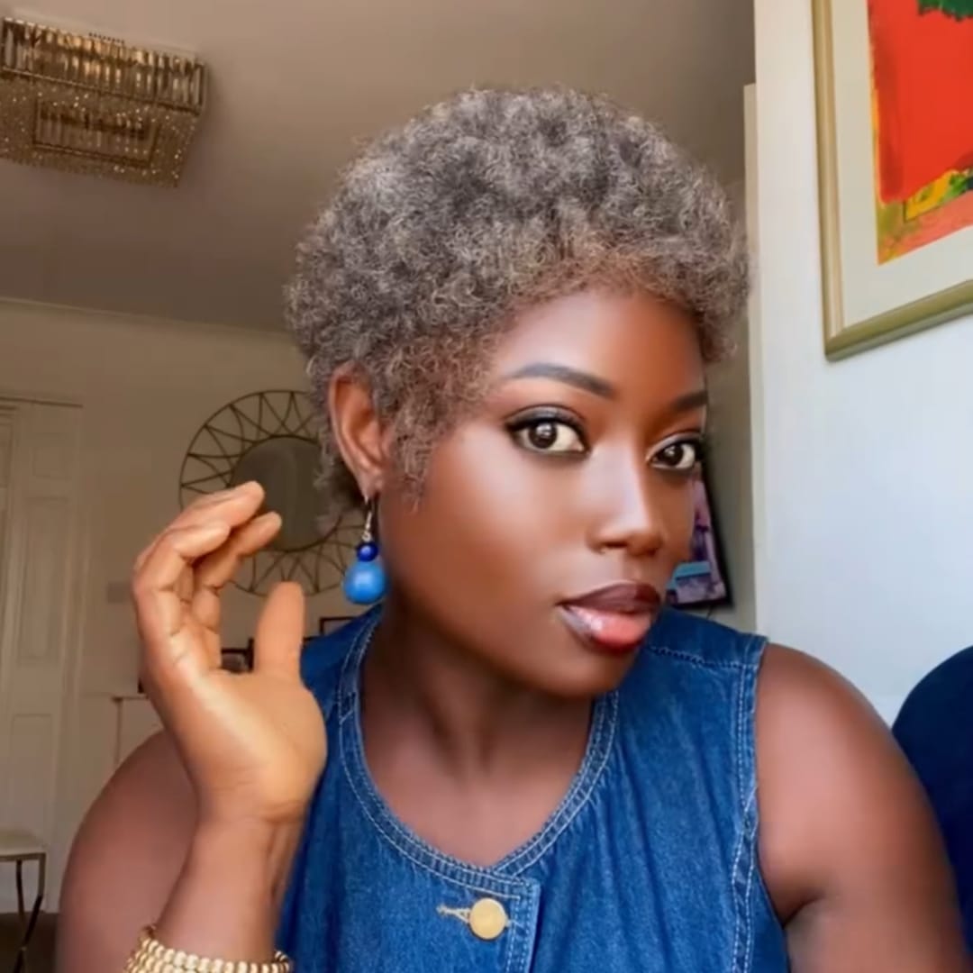 ailuxyhair-fr Identique à la photo 5X5 LACE AILUXY Perruque 5x5 LACE Afro Courte Couleur Grise | Style Unique et Élégant en Un Instant