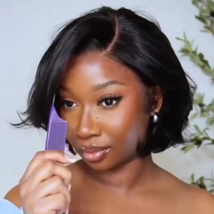 ailuxyhair-fr Identique à la photo AILUXY Perruque Bob Courte Noire Ultra-Réaliste  Avec 13X4 Lace Front Invisible Pré-définie Cheveux Humains
