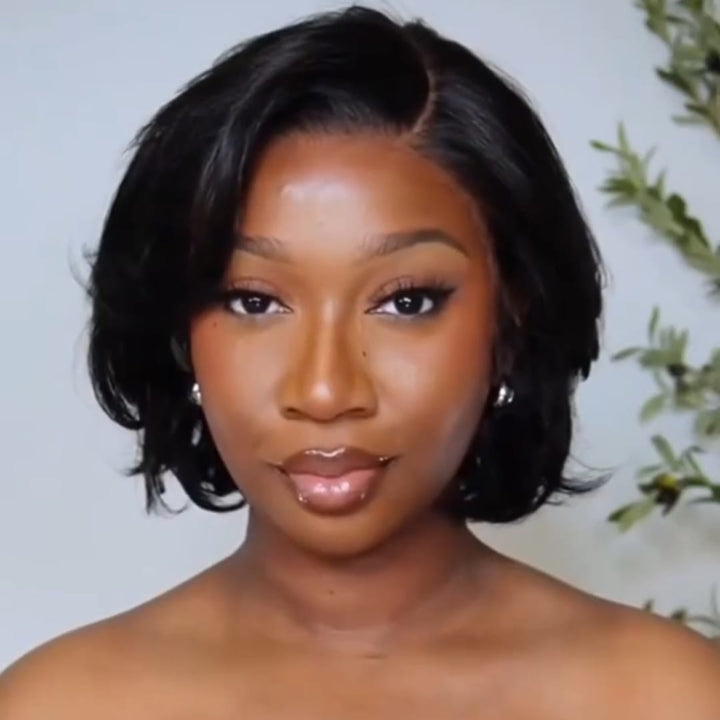 ailuxyhair-fr Identique à la photo AILUXY Perruque Bob Courte Noire Ultra-Réaliste  Avec 13X4 Lace Front Invisible Pré-définie Cheveux Humains