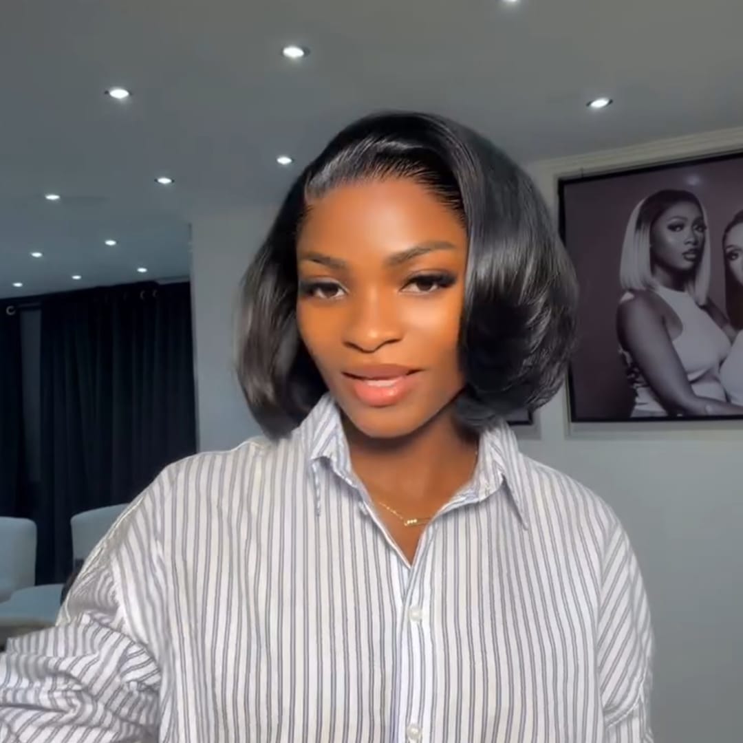 ailuxyhair-fr Identique à la photo AILUXY Perruque Bob Lisse et Brillant avec Baby Hair Sculpté Coiffre Tendance Noir Naturel Parfait  Pour le Quotidien