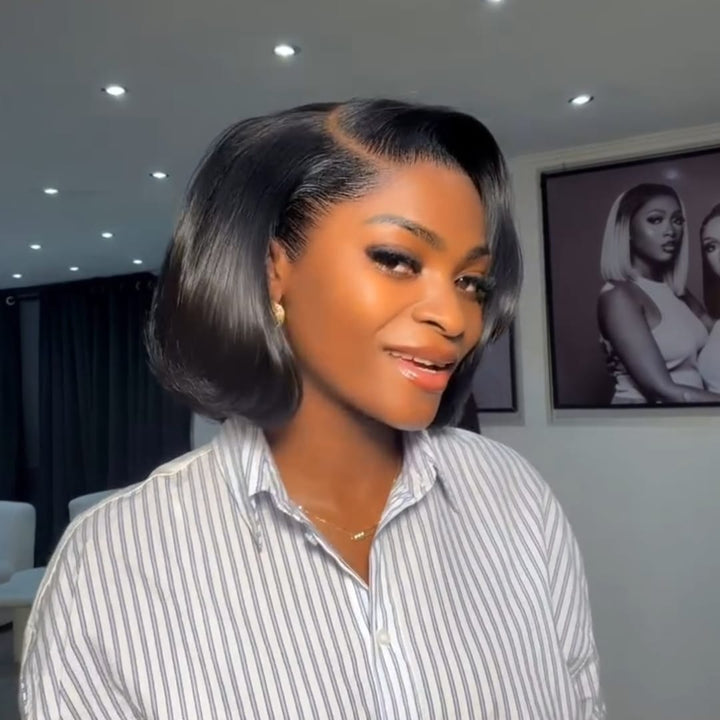 ailuxyhair-fr Identique à la photo AILUXY Perruque Bob Lisse et Brillant avec Baby Hair Sculpté Coiffre Tendance Noir Naturel Parfait  Pour le Quotidien