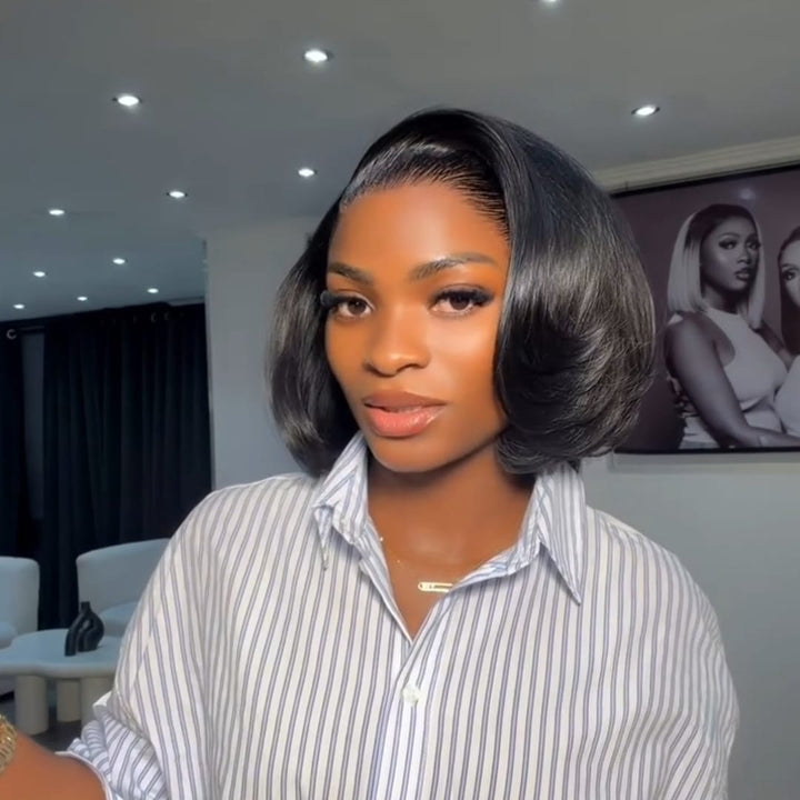 ailuxyhair-fr Identique à la photo AILUXY Perruque Bob Lisse et Brillant avec Baby Hair Sculpté Coiffre Tendance Noir Naturel Parfait  Pour le Quotidien