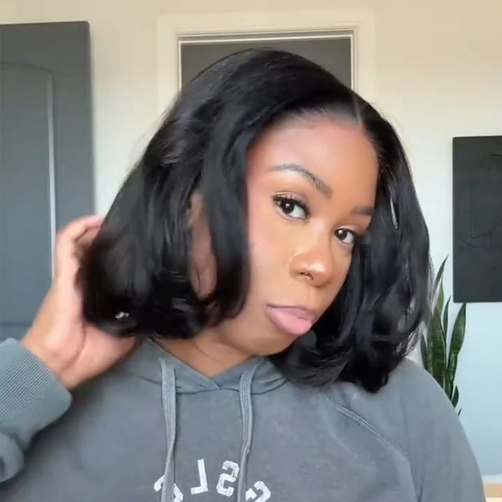 ailuxyhair-fr Identique à la photo AILUXY Perruque Bob Mi-longue Noire 13X4 Lace Front Pré-définie Cheveux Humains Lissage
