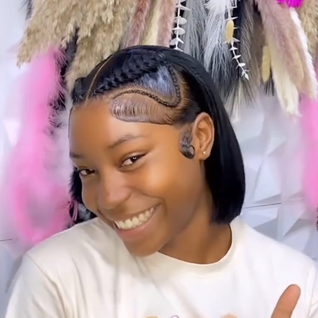 ailuxyhair-fr Identique à la photo AILUXY Perruque Bob Noir Lisse Frontale Dentelle Bébé Cheveux Stylisés Tresse