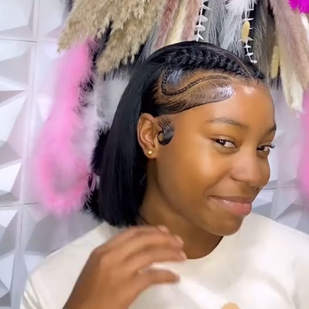 ailuxyhair-fr Identique à la photo AILUXY Perruque Bob Noir Lisse Frontale Dentelle Bébé Cheveux Stylisés Tresse