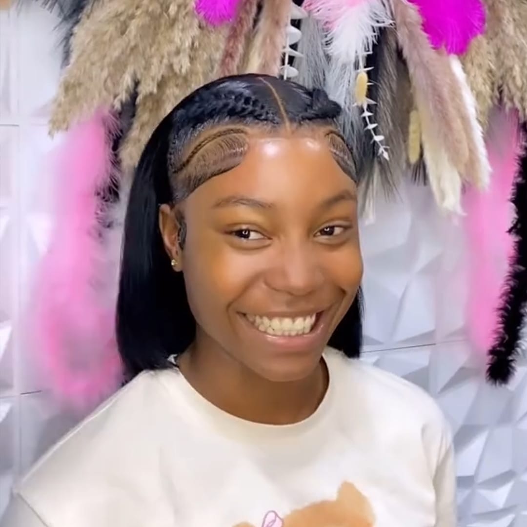 ailuxyhair-fr Identique à la photo AILUXY Perruque Bob Noir Lisse Frontale Dentelle Bébé Cheveux Stylisés Tresse