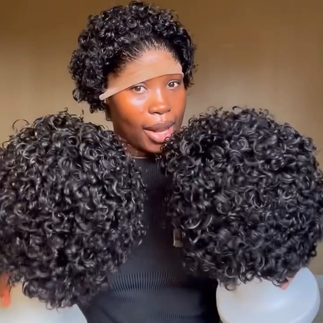 ailuxyhair-fr Identique à la photo AILUXY Perruque Courte à Petites Bouclettes 100% Cheveux Humains | Look Afro Naturel Très Volumineux