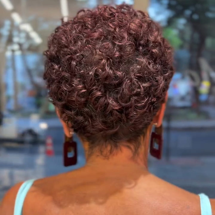 ailuxyhair-fr Identique à la photo AILUXY Perruque Courte Kinky Curly Bordeaux Lace Front 13x4 Cheveux Humains 100% Densité 180% pour Femme Mûre