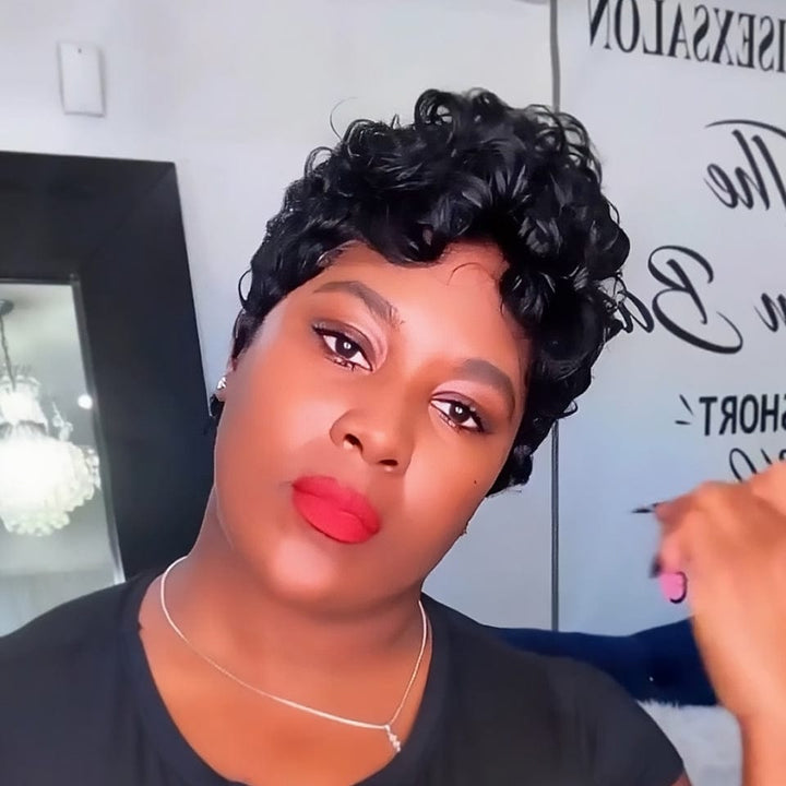 ailuxyhair-fr Identique à la photo AILUXY Perruque Courte Légèrement Ondulée Style Unique & Branché FULL lace