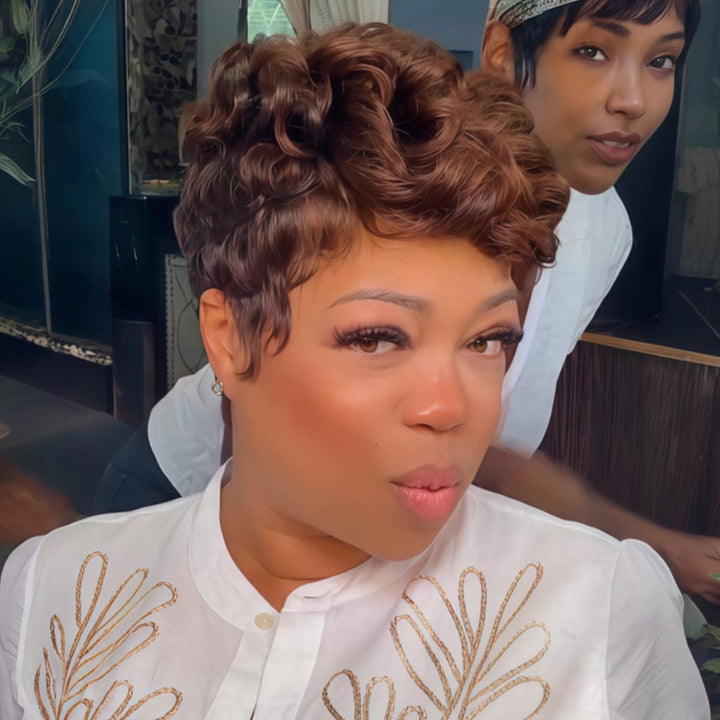 ailuxyhair-fr Identique à la photo AILUXY Perruque Courte Légèrement Ondulée Style Unique & Branché FULL lace couleur marron