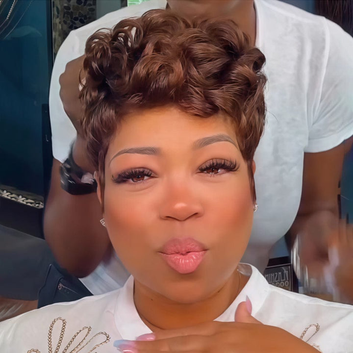 ailuxyhair-fr Identique à la photo AILUXY Perruque Courte Légèrement Ondulée Style Unique & Branché FULL lace couleur marron