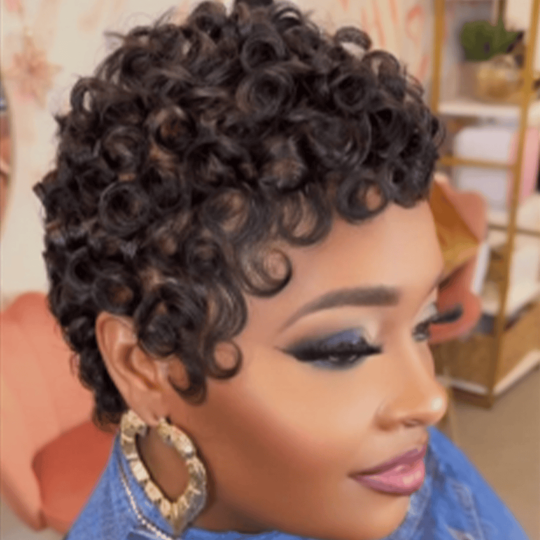 ailuxyhair-fr Identique à la photo AILUXY Perruque en Dentelle Complète Cheveux Bouclés Courts, Look Chic Quotidien