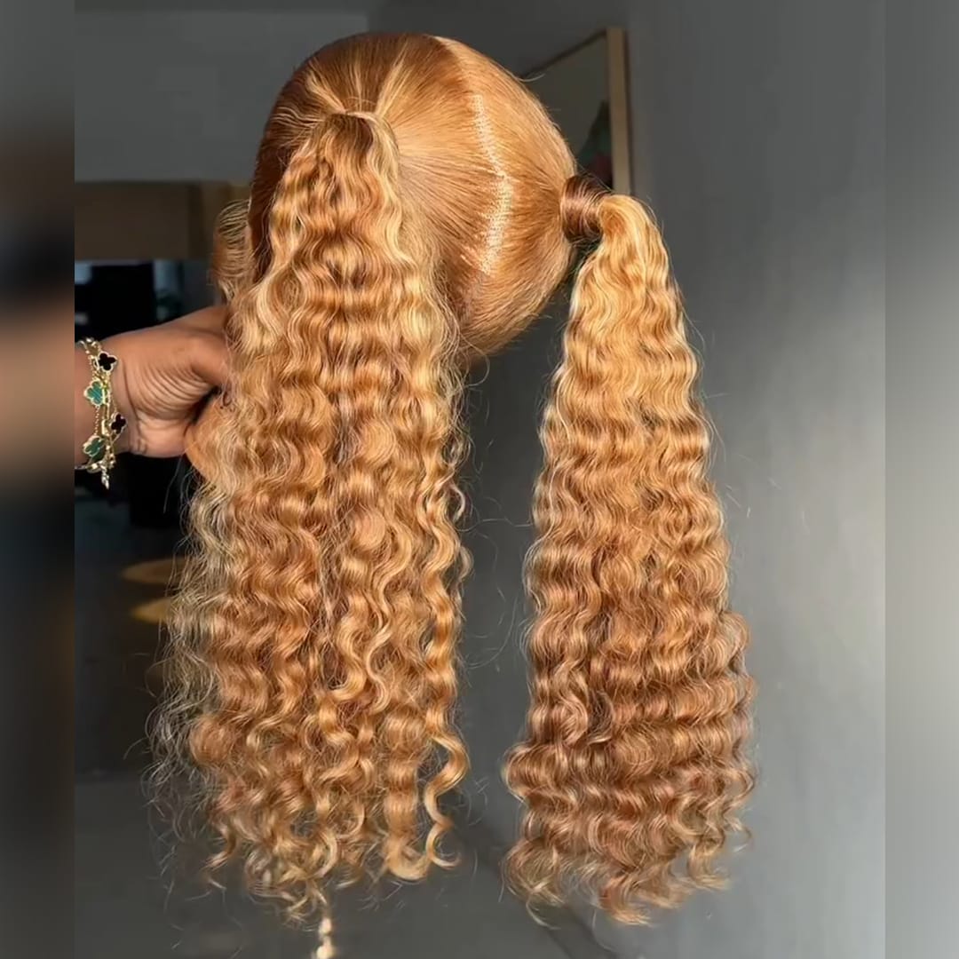 ailuxyhair-fr Identique à la photo AILUXY Perruque  Haute Double Ponytail  Bouclés Orange et Doré  Avec Full Lace Style Mignon Et Espiègle, Perruques 100% Cheveux Humains