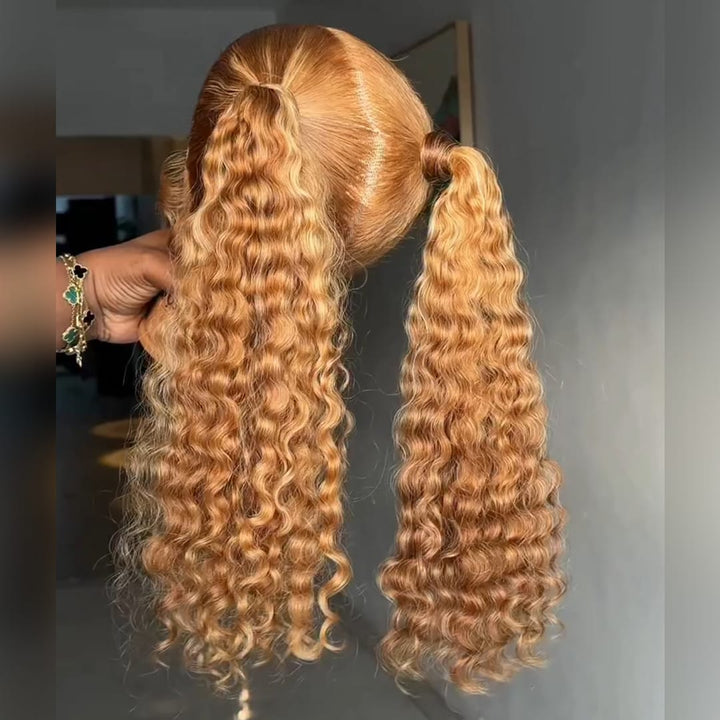 ailuxyhair-fr Identique à la photo AILUXY Perruque  Haute Double Ponytail  Bouclés Orange et Doré  Avec Full Lace Style Mignon Et Espiègle, Perruques 100% Cheveux Humains