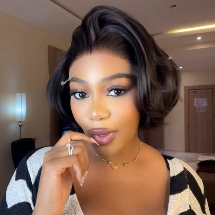 ailuxyhair-fr Identique à la photo AILUXY Perruque Lisse bob et Brillant avec Baby Hair Sculpté Coiffre Tendance Noir Naturel Parfait  Pour le Quotidien