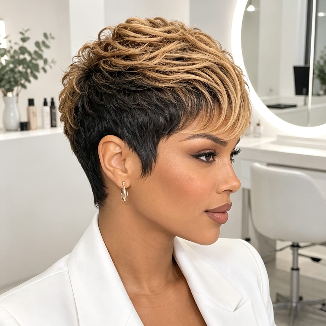 ailuxyhair-fr Identique à la photo AILUXY Perruque pixie chioma Promotion Fabriqué à la Machine couleur 1B27# en 100% Cheveux Humains