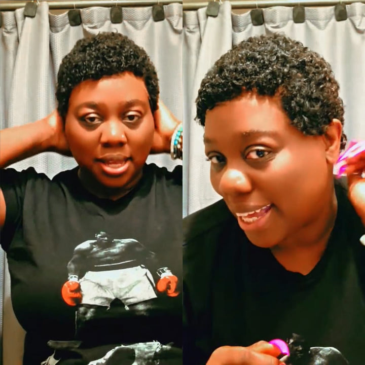 ailuxyhair-fr Identique à la photo AILUXY Perruque pixie courte afro cheveux humains, petites boucles définies, rendu naturel