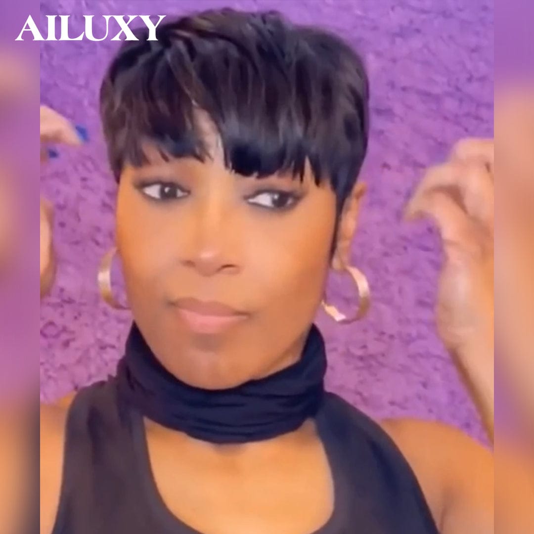 ailuxyhair-fr Identique à la photo AILUXY Pixie Perruque Postiche Dentelle 3x3 Promotion 100% Cheveux Humains