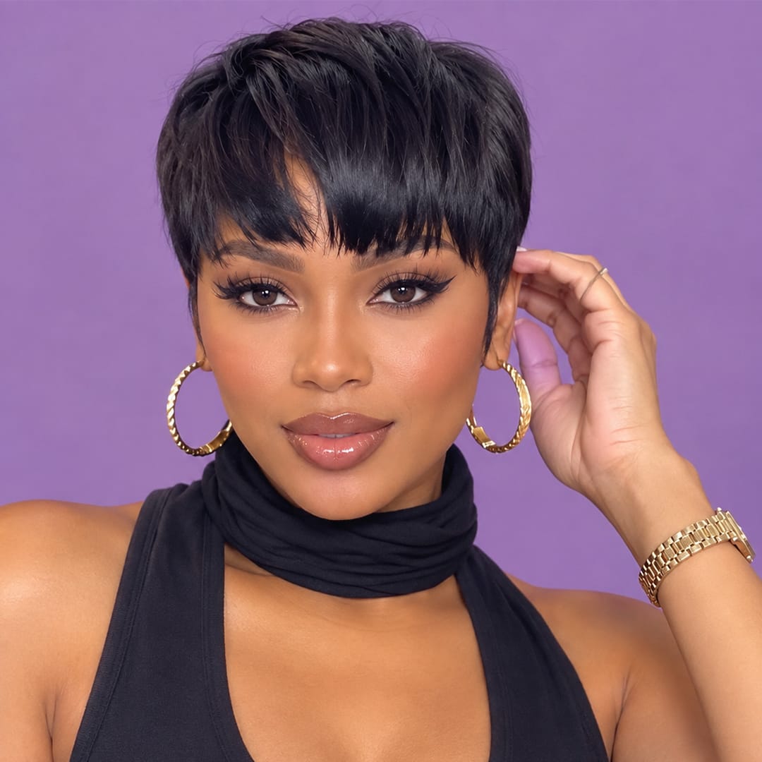 ailuxyhair-fr Identique à la photo AILUXY Pixie Perruque Postiche Dentelle 3x3 Promotion 100% Cheveux Humains