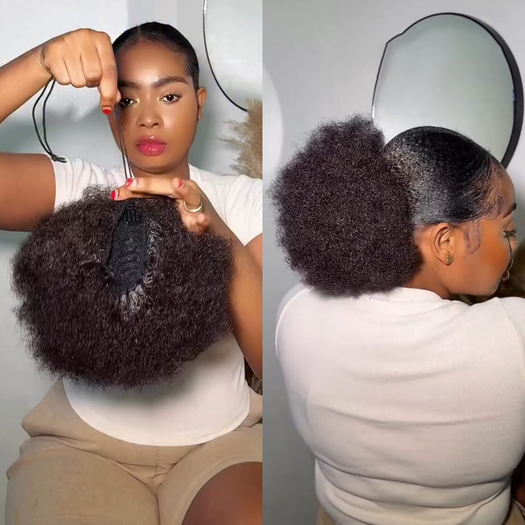 ailuxyhair-fr Identique à la photo AILUXY Queue-de-Cheval Afro Kinky Curly à Lacet - Effet Fluffy et Facile à Porter