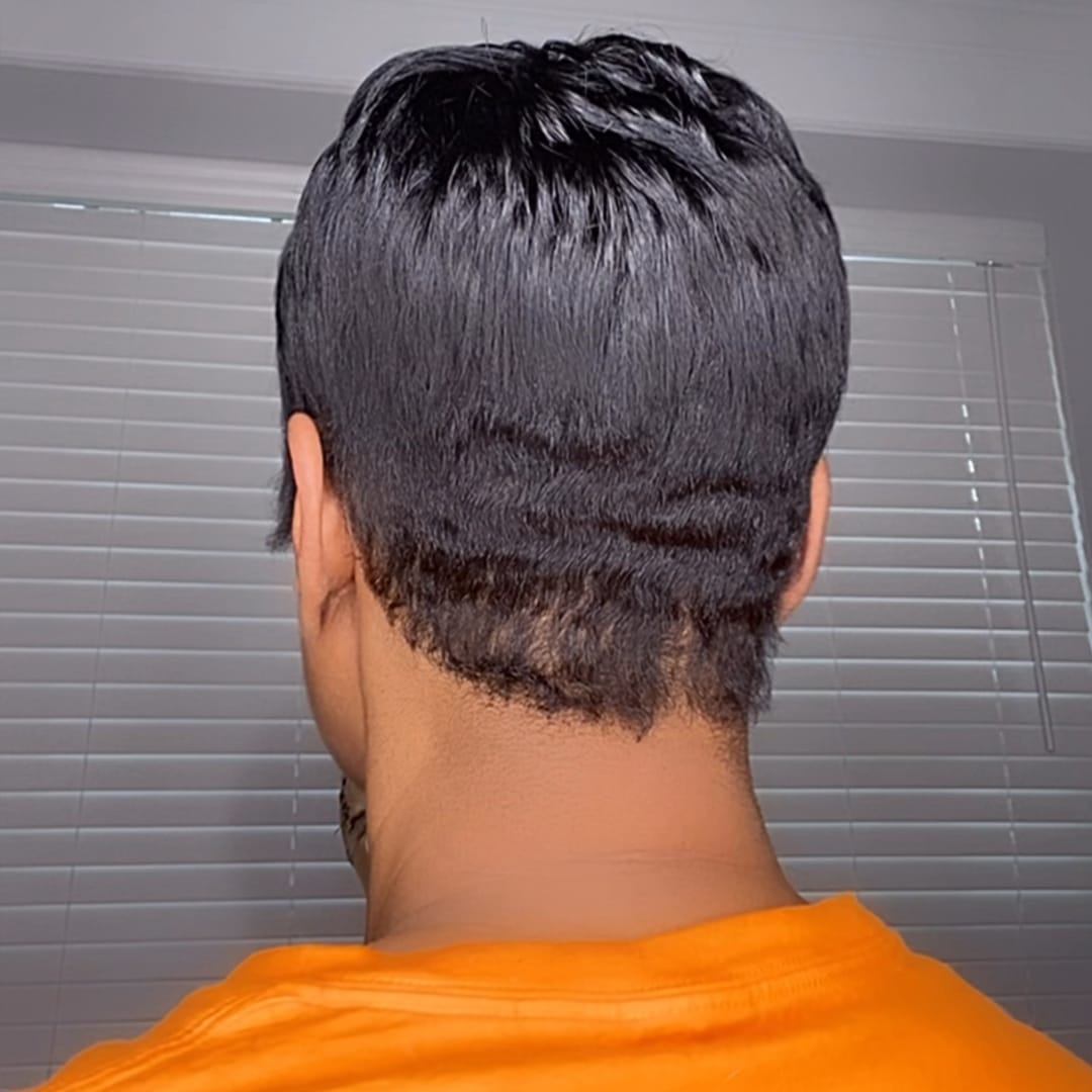 ailuxyhair-fr Identique à la photo (pas une perruque) AILUXY Topper Capillaire Lisse Coupe Pixie Courte à Clips, Cache La Couronne Style Élégant