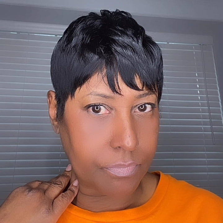 ailuxyhair-fr Identique à la photo (pas une perruque) AILUXY Topper Capillaire Lisse Coupe Pixie Courte à Clips, Cache La Couronne Style Élégant