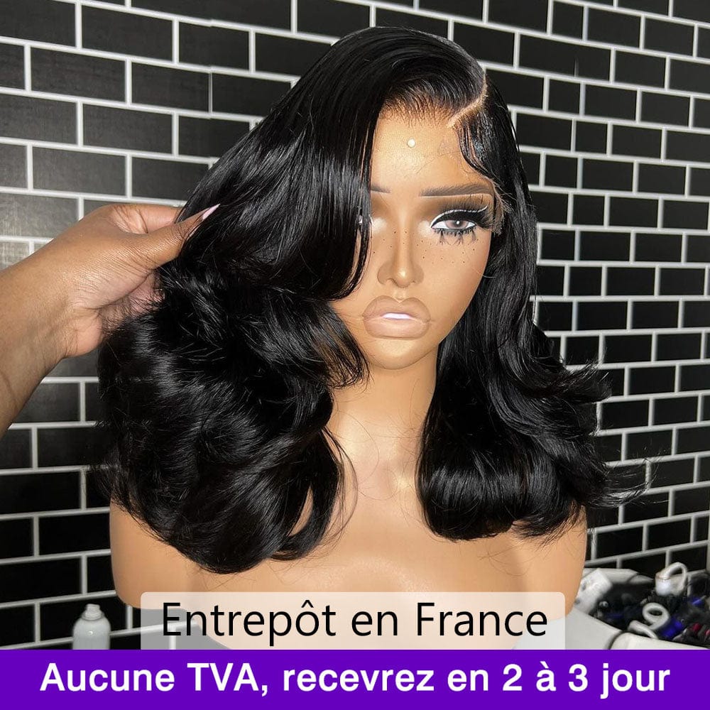 ailuxyhair-fr La Mode AILUXY 4x4 Lace Closure Perruque Body Wave Longue Noir 200% densité 100% cheveux humains