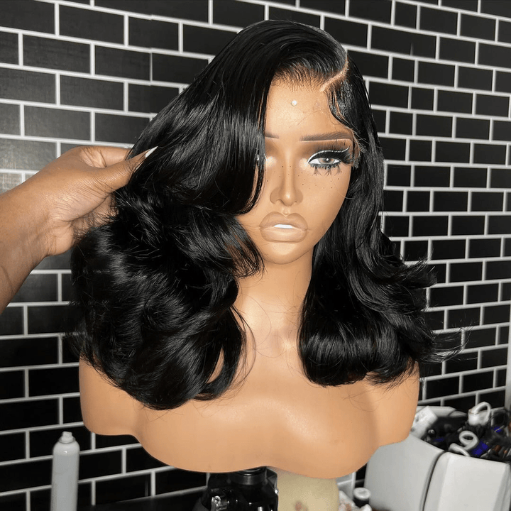 ailuxyhair-fr La Mode AILUXY 4x4 Lace Closure Perruque Body Wave Longue Noir 200% densité 100% cheveux humains