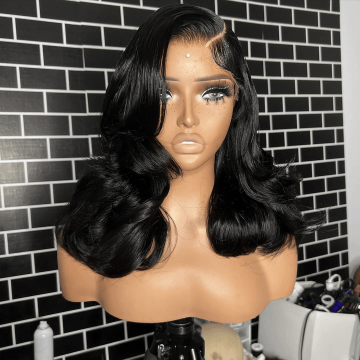 ailuxyhair-fr La Mode AILUXY 4x4 Lace Closure Perruque Body Wave Longue Noir 200% densité 100% cheveux humains