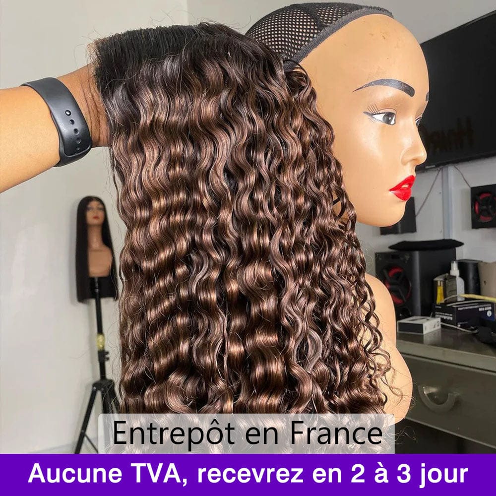 ailuxyhair-fr La mode AILUXYhair 4x4 Lace Frontal Perruque Bouclée Bob Noir Perruque 200% densité 100% cheveux humains comme sur la vidéo 2 - 3 jours reçus+Un beau cadeau