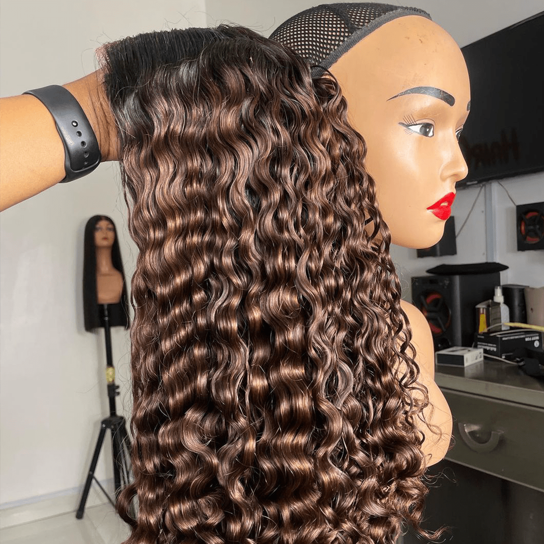 ailuxyhair-fr La mode AILUXYhair 4x4 Lace Frontal Perruque Bouclée Bob Noir Perruque 200% densité 100% cheveux humains comme sur la vidéo 2 - 3 jours reçus+Un beau cadeau