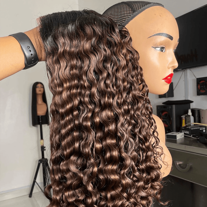 ailuxyhair-fr La mode AILUXYhair 4x4 Lace Frontal Perruque Bouclée Bob Noir Perruque 200% densité 100% cheveux humains comme sur la vidéo 2 - 3 jours reçus+Un beau cadeau
