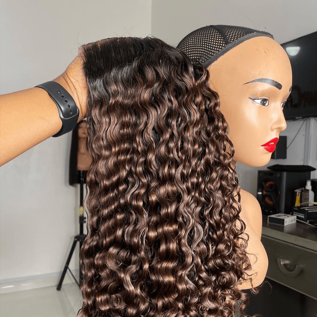 ailuxyhair-fr La mode AILUXYhair 4x4 Lace Frontal Perruque Bouclée Bob Noir Perruque 200% densité 100% cheveux humains comme sur la vidéo 2 - 3 jours reçus+Un beau cadeau