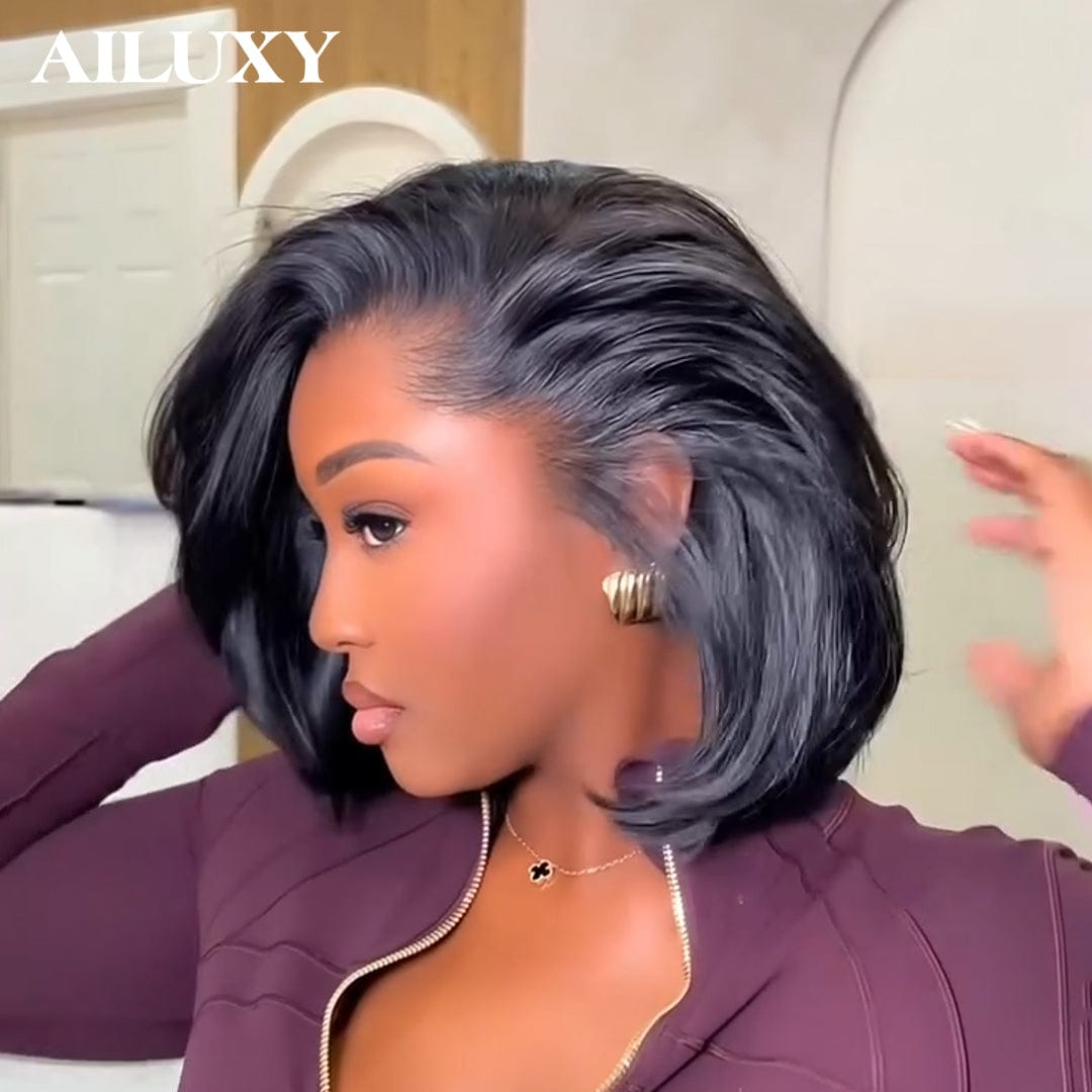 ailuxyhair-fr lisse 13x4 / 8 pouce AILUXY Perruque Lisse 13x4 Dentelle Frontale - Design de Coiffure - 100% Cheveux Humains