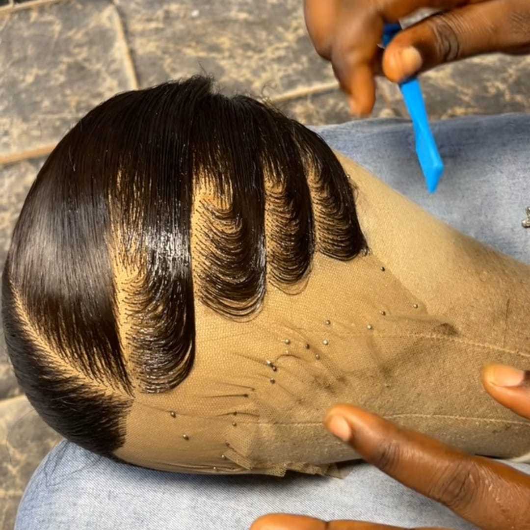 ailuxyhair-fr lisse 13x4 AILUXY Perruque frontale en dentelle transparente 13X4 avec tresses - Cheveux humains brésiliens, cheveux de bébé pré-épiler, noir naturel