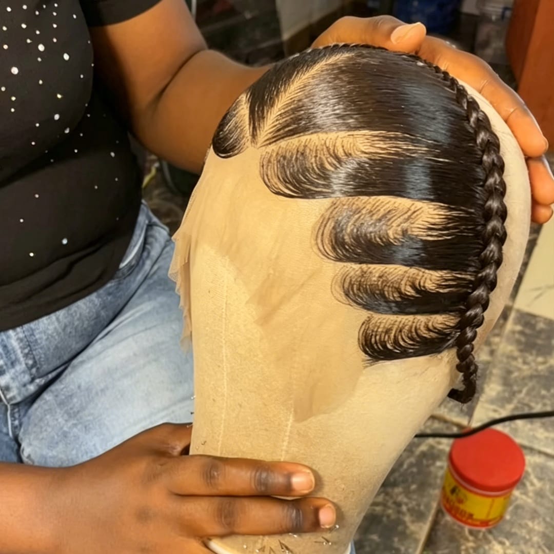 ailuxyhair-fr lisse 13x4 AILUXY Perruque frontale en dentelle transparente 13X4 avec tresses - Cheveux humains brésiliens, cheveux de bébé pré-épiler, noir naturel